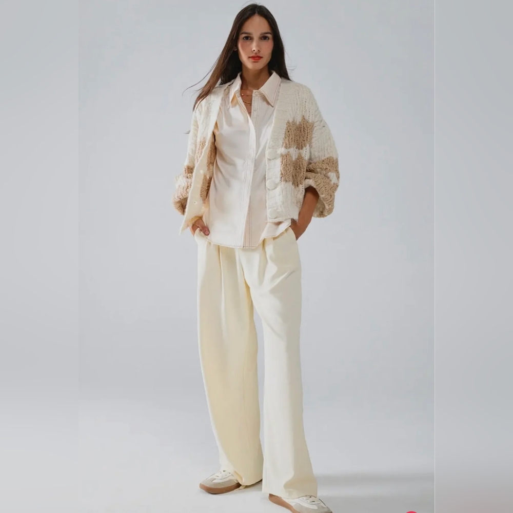 NWT Q2 Chunky Knit Striped Cardigan With Sequin Detail